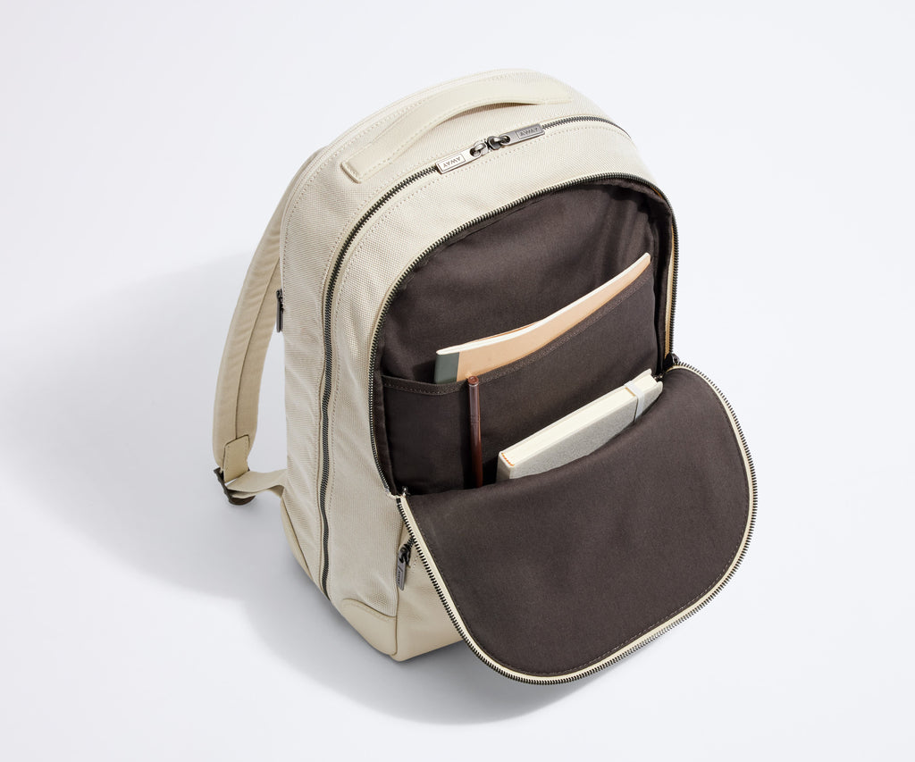 The Transit Leather Backpack in Cream White