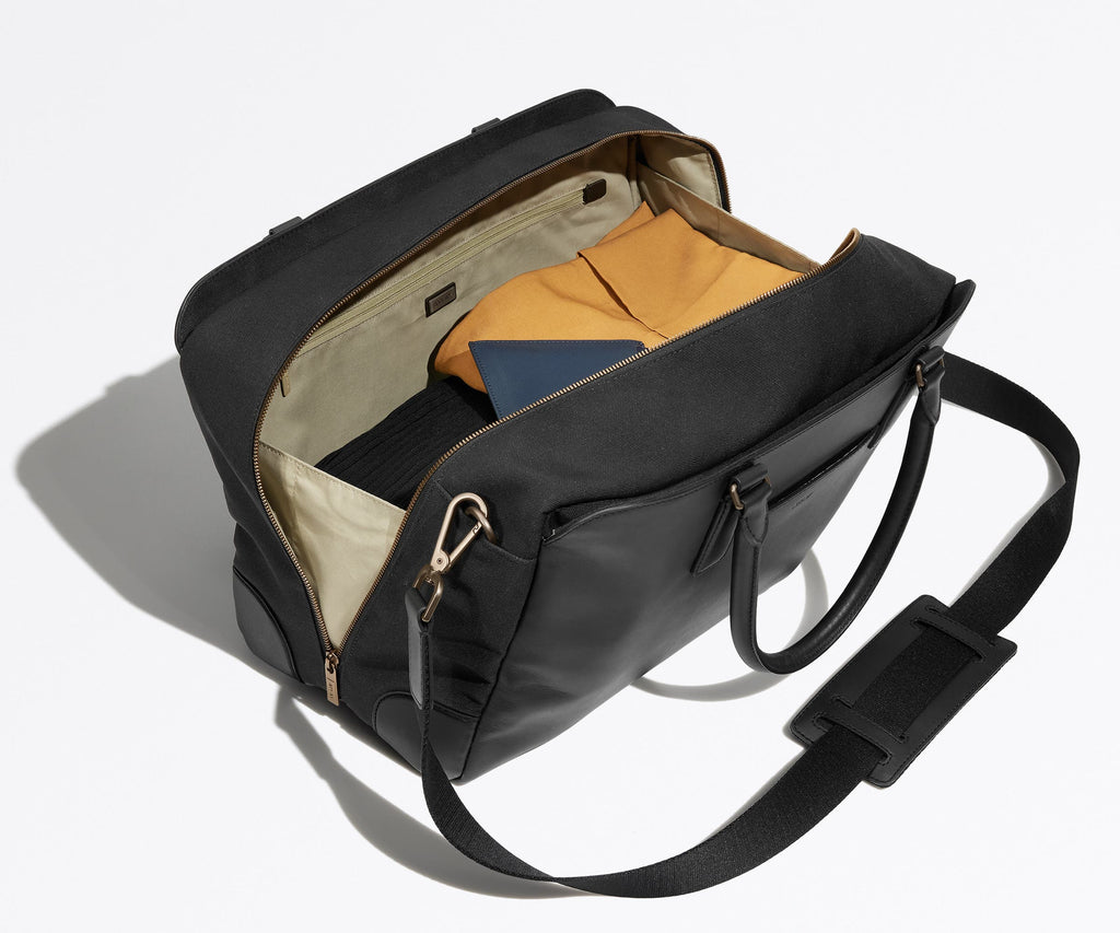 The Transit Leather Duffle in Jet Black